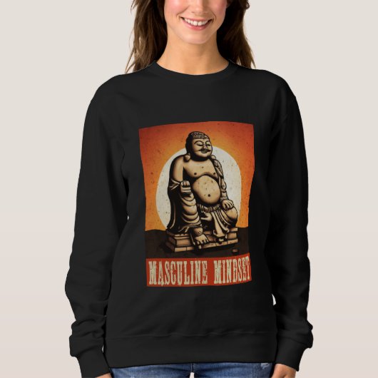 buddha statue masculine mindset retro sun style sweatshirt (Vorderseite)