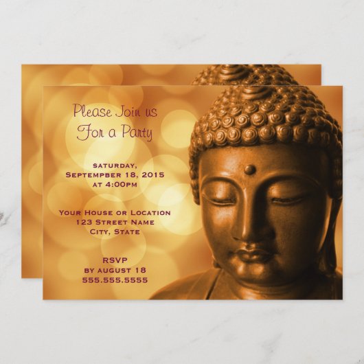 Buddha Statue mit Bokeh Lights Generisches Party Einladung (Vorne/Hinten)