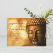 Buddha Statue mit Golden Bokeh Wedding Einladung (Stehend Vorderseite)
