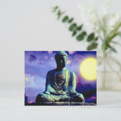 Buddha-Statue mit Sonne Postkarte (Stehend Vorderseite)