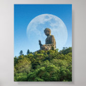 Buddha-Statue mit Vollmond Poster (Vorne)