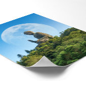 Buddha-Statue mit Vollmond Poster (Ecke)