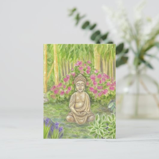 Buddha Statue Postkarte (Stehend Vorderseite)