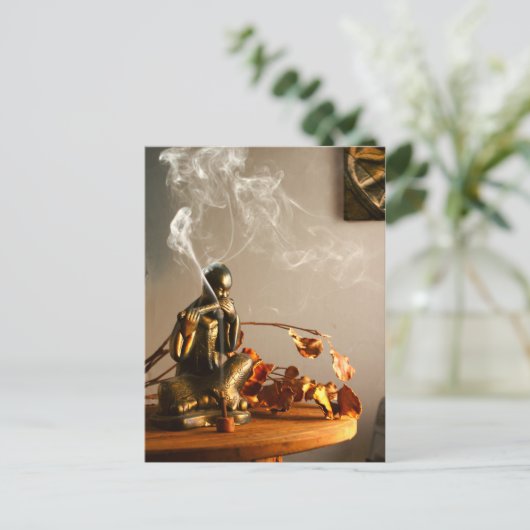Buddha Statue Prayer Room Incense Postkarte (Stehend Vorderseite)