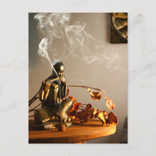 Buddha Statue Prayer Room Incense Postkarte (Vorderseite)