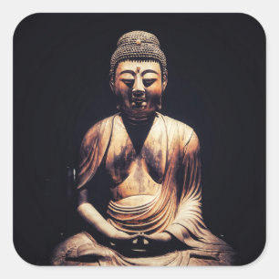 Buddha-Statue Quadratischer Aufkleber