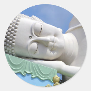 Buddha-Statue ruht schlafend glücklich Frieden Runder Aufkleber
