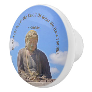 BUDDHA STATUE UND QUOTE Keramik Keramikknauf