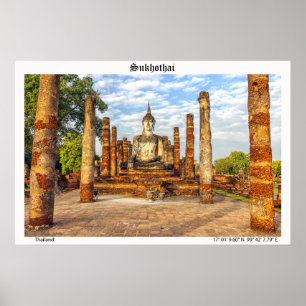 Buddha-Statue, Wat Mahathat, Sukhothai Poster