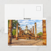 Buddha-Statue, Wat Mahathat, Sukhothai Postkarte (Vorne/Hinten)