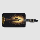 Buddha stehend inmitten strahlender Lichter. Gepäckanhänger (Vorderseite (Horizontal))