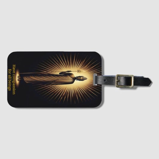 Buddha stehend inmitten strahlender Lichter. Gepäckanhänger (Vorderseite (Horizontal))