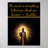 Buddha stehend inmitten strahlender Lichter. Poster (Vorne)