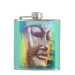 Buddha stellen Grün gegenüber Flachmann