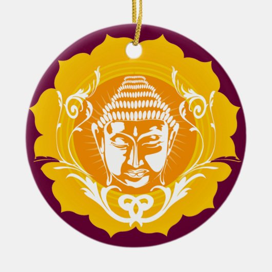 Buddha stellen Verzierung gegenüber Keramikornament (Vorne)