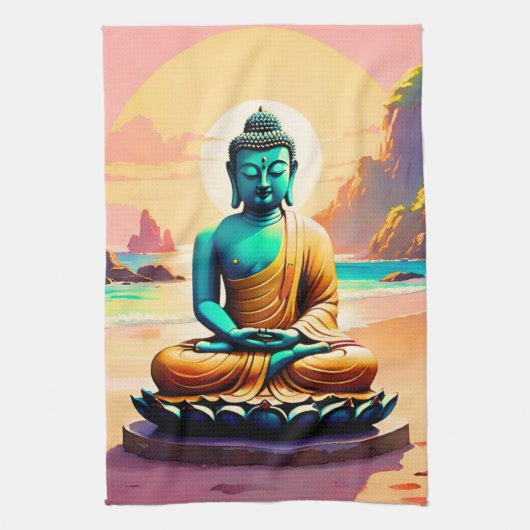 Buddha - Stille Ufer der Erleuchtung Geschirrtuch (Vertikal)