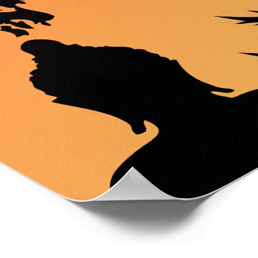 Buddha Sunset Silhouette Poster (Ecke)