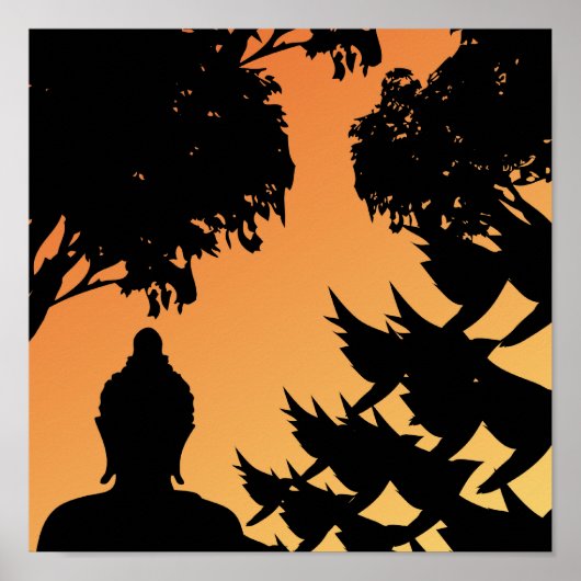 Buddha Sunset Silhouette Poster (Vorne)