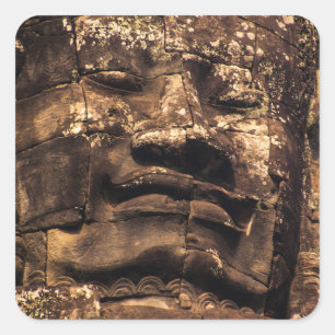 Buddha-Totem in Angkor Wat - Quadratischer Aufkleb Aufkleber