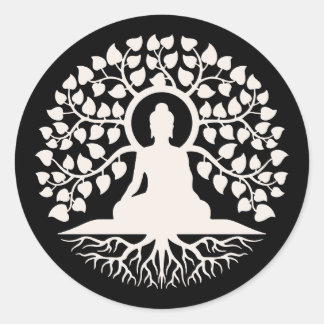 Buddha Tree of Life Spirituelle Art Runder Aufkleber