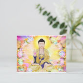 Buddha umgab durch Blumen Postkarte (Stehend Vorderseite)
