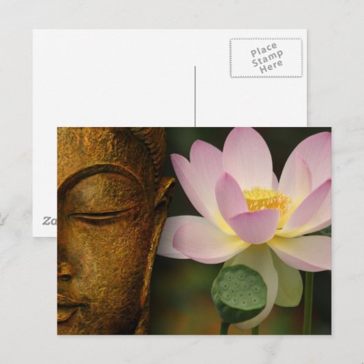 Buddha und Blume Postkarte (Vorne/Hinten)