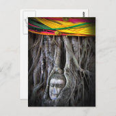 Buddha und der Baumbuddhismus Thailand Fotografie Postkarte (Vorne/Hinten)