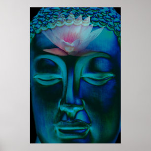 Buddha und rosa Wasserlilie Poster