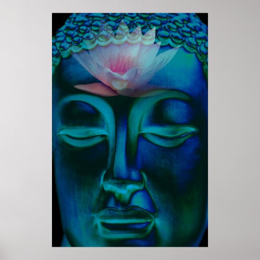 Buddha und rosa Wasserlilie Poster (Vorne)