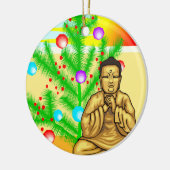 Buddha- und Weihnachtsbaum Keramikornament (Links)