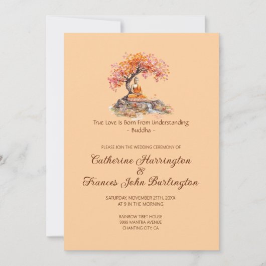Buddha Under A Tree Buddhist Wedding Ceremony Einladung (Vorderseite)