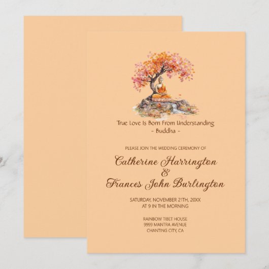 Buddha Under A Tree Buddhist Wedding Ceremony Einladung (Vorne/Hinten)