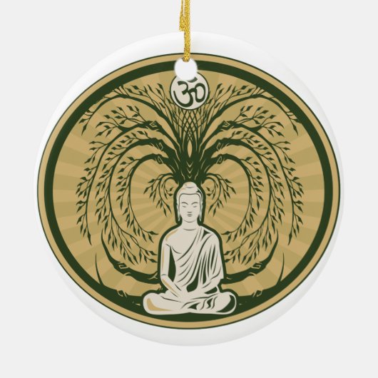 Buddha unter dem Bodhi Baum Keramikornament (Hinten)