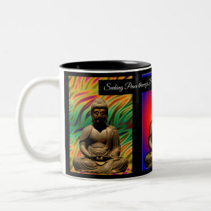 Buddha vermitteln zweifarbige tasse