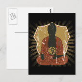 Buddha vermittelt Om-Symbol Postkarte (Vorne/Hinten)