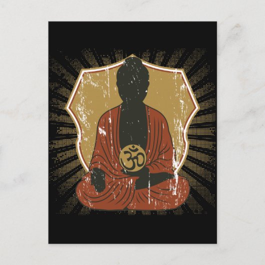 Buddha vermittelt Om-Symbol Postkarte (Vorderseite)
