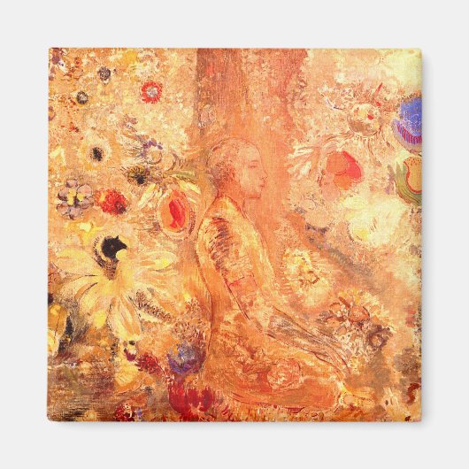 Buddha von Symbolist Painter Odilon Redon Magnet (Vorne)