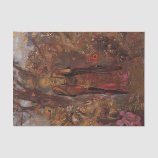 Buddha Walking Unter den Blume von Odilon Redon Seidenpapier (Vorderseite)