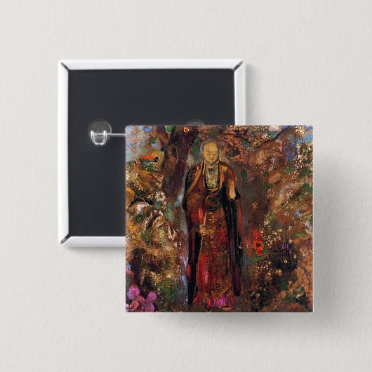 Buddha Walking zwischen den Blume Button (Vorne & Hinten)