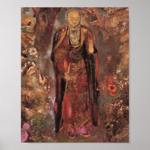 Buddha Walking zwischen den Blume von Odilon Redon Poster