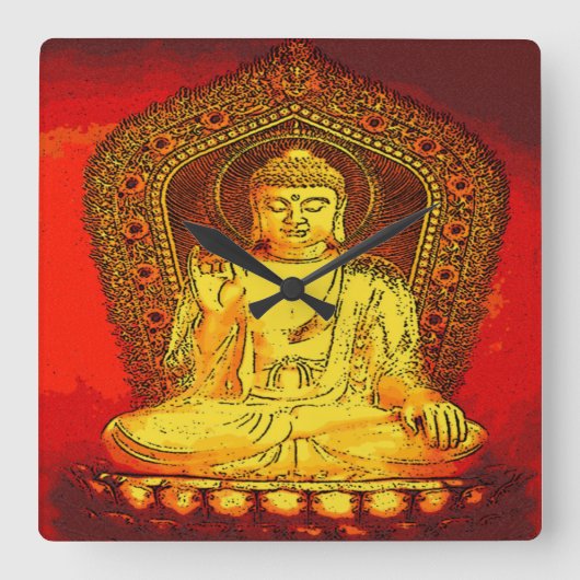 Buddha Wall Clock Quadratische Wanduhr (Vorderseite)
