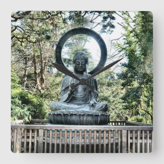 Buddha Wall Clock Quadratische Wanduhr (Vorderseite)