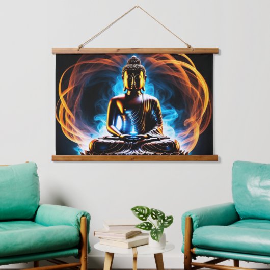 Buddha Wandteppich Mit Holzrahmen (Wohnzimmer)