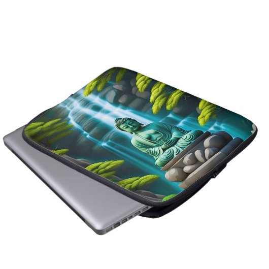 Buddha Wasserfall Laptopschutzhülle (Vorne Knopf)