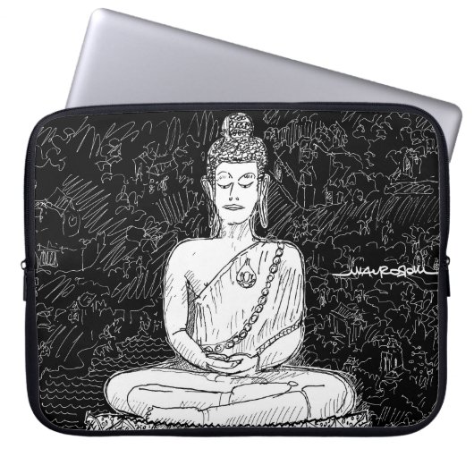 Buddha Wat Pho Temple Bangkok Thailand B&W Laptopschutzhülle (Vorderseite)