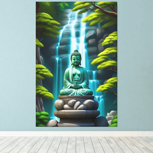 Buddha Waterfall Leinwanddruck (Insitu (Holzboden))