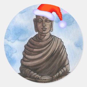 Buddha Weihnachten! Runder Aufkleber
