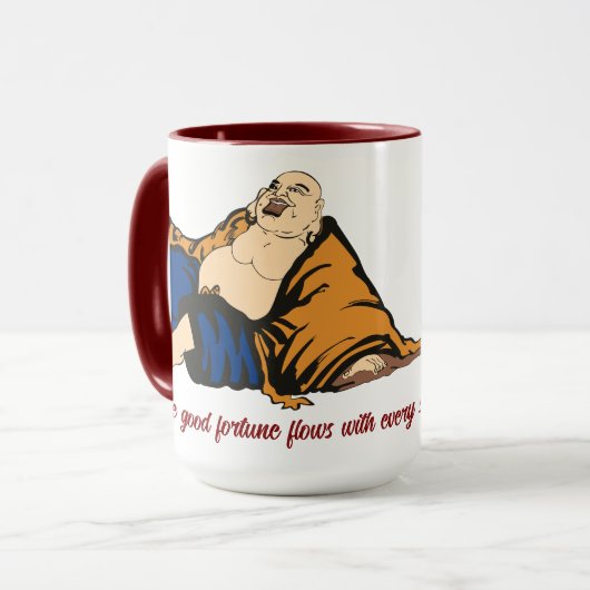 Buddha, wo mit jeder Sippe ein gutes Glück fließt Tasse (Vorderseite Links)