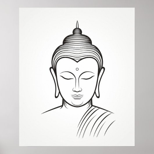 Buddha Yoga Meditation Minimalistische Linie Kunst Poster (Vorne)