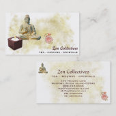 *~* Buddha Zen Candle Tee Lotus Gold Visitenkarte (Vorne/Hinten)